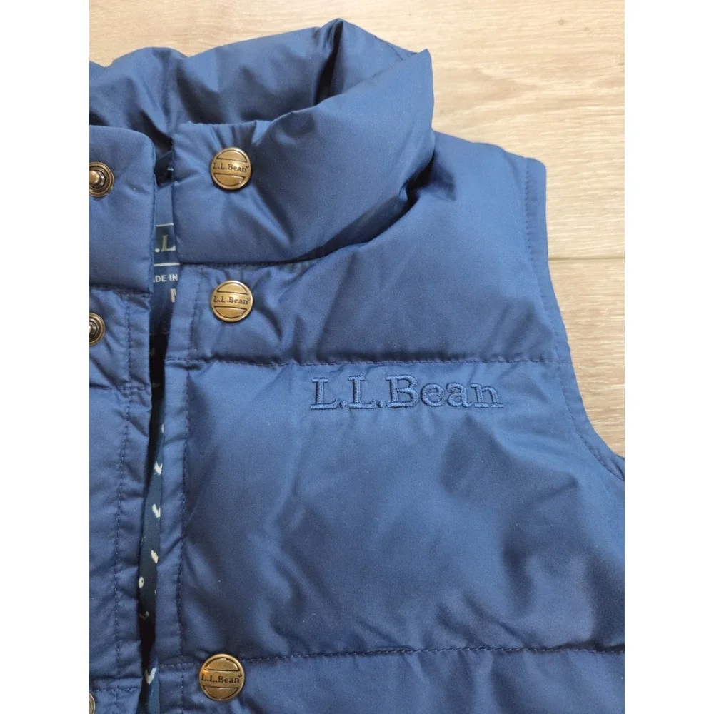 LL Bean Insulated Down Puffer Vest Blue Hearts Kids Girls 5-6